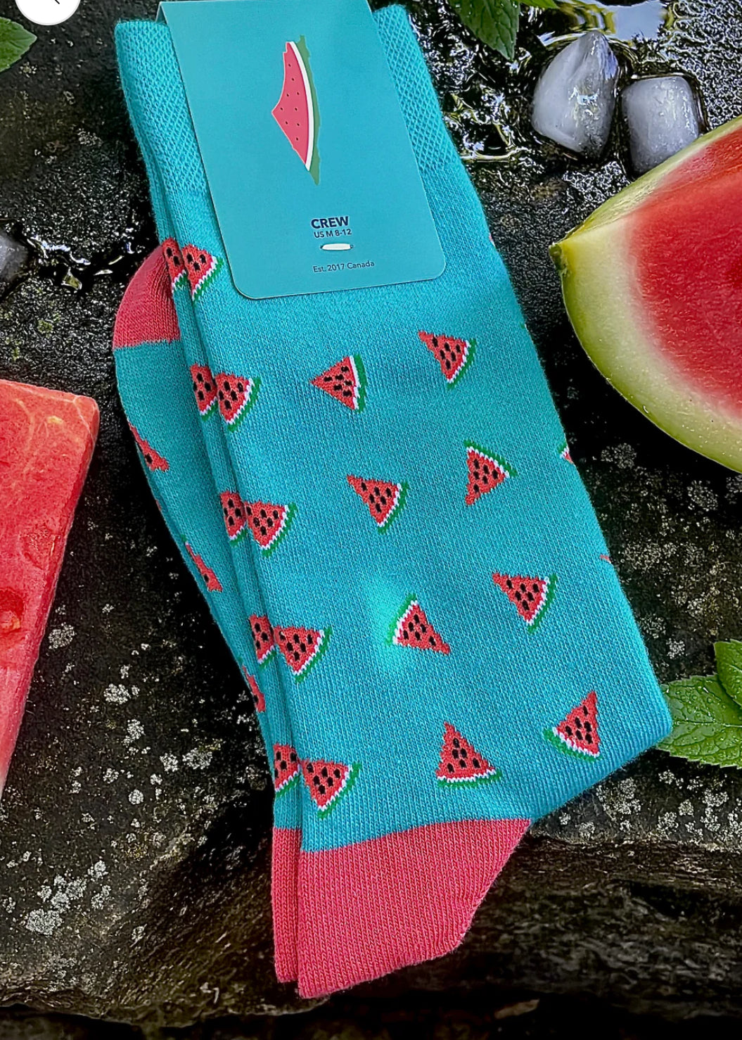 Watermelon (Light) Adult Crew Socks | Halal Socks