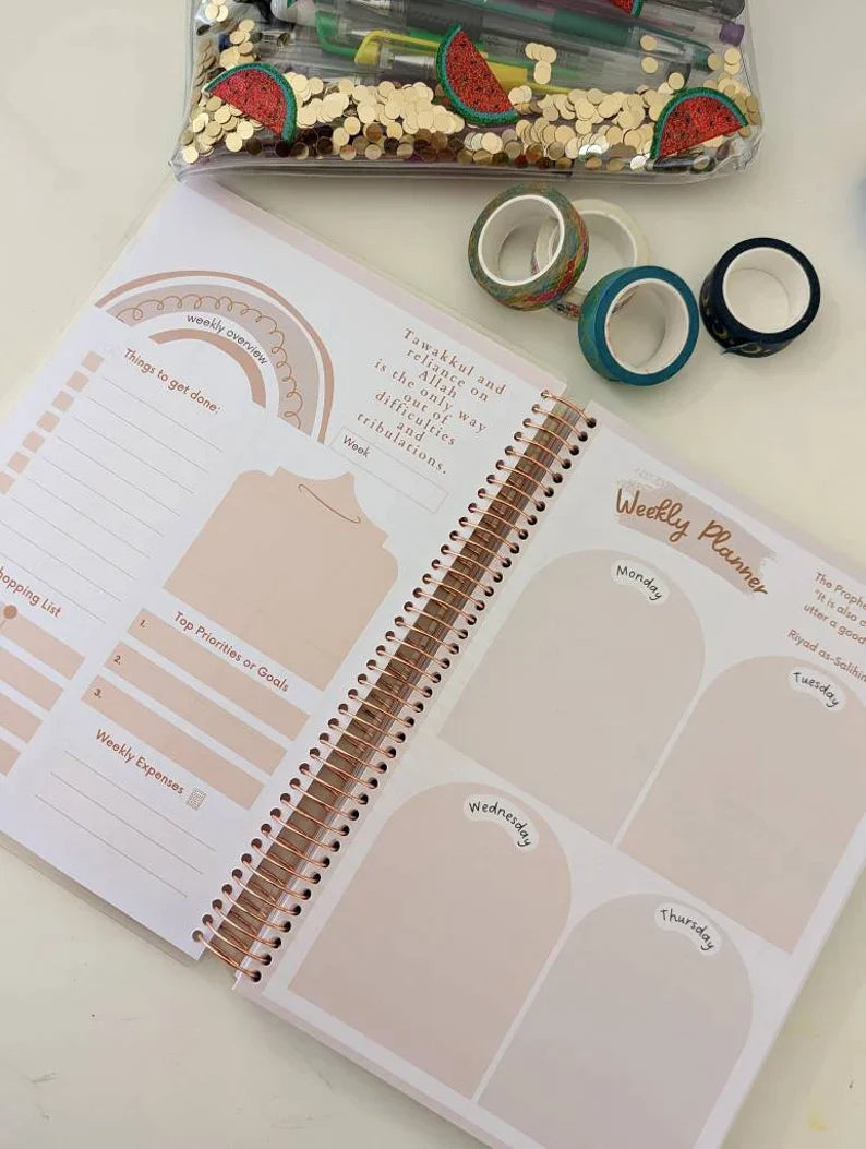 Well Planned Muslimah Planner (Typewriter Floral Cover) - Islamic Muslimah Planner Organizer 2024 Undated Ramadan Planner Journal Qur'an Journaling-2