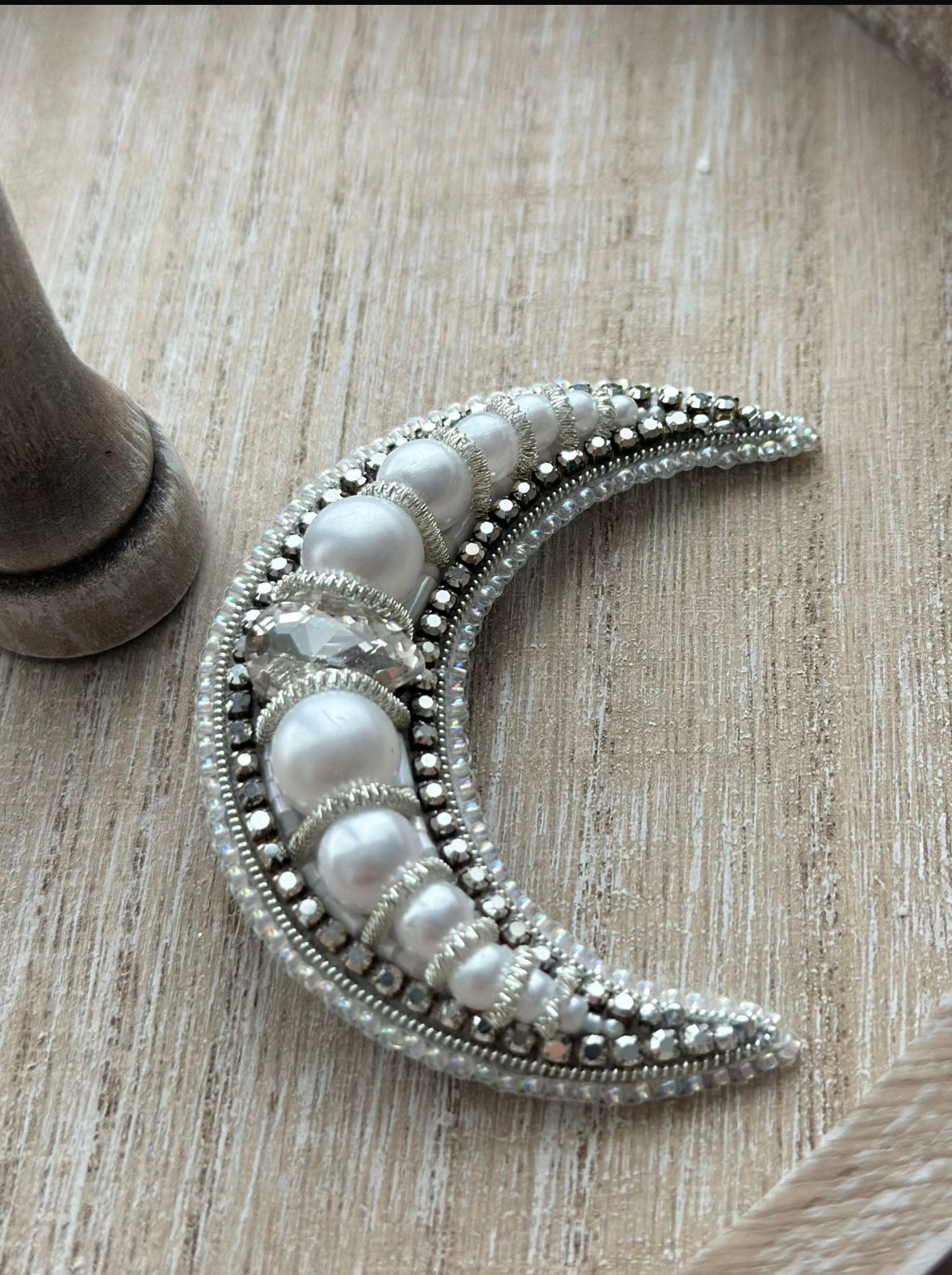 Moon Brooch Beaded Pin  | Monart.ist