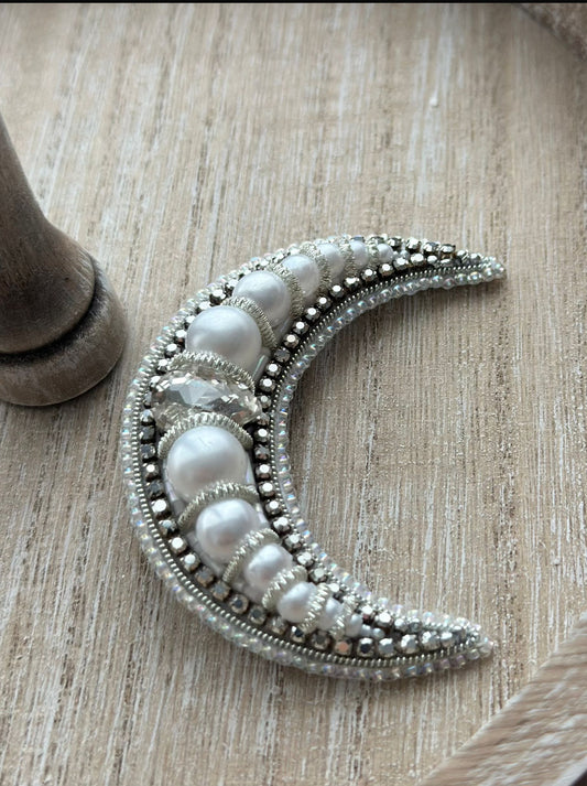 Moon Brooch Beaded Pin  | Monart.ist