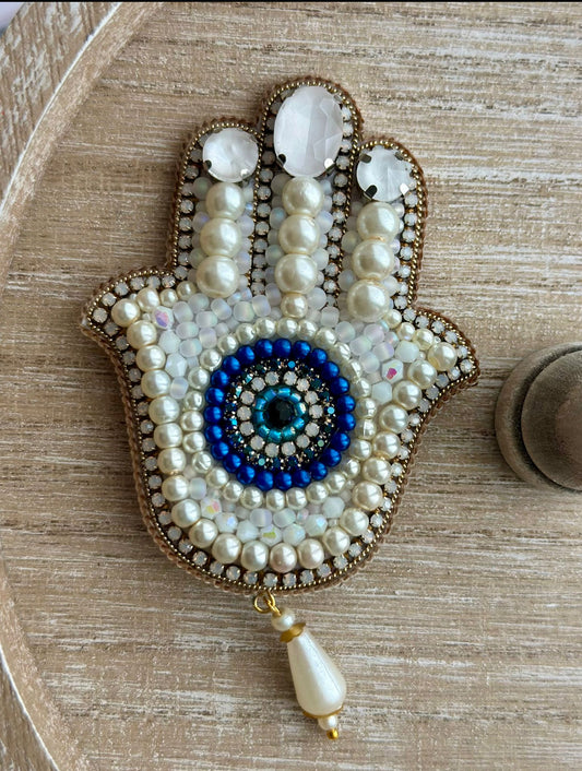 Hamsa Brooch Beaded Pin  | Monart.ist
