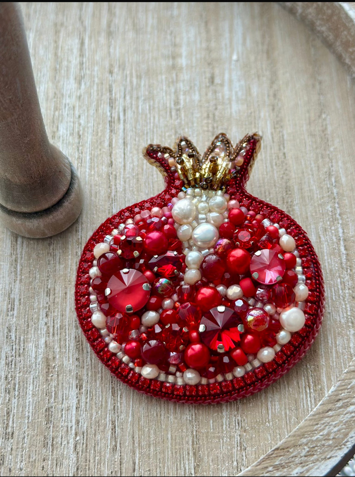 Pomegranate Brooch Beaded Pin  | Monart.ist