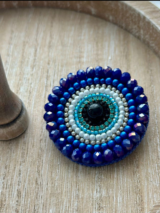 Evil Eye Brooch Beaded Pin  | Monart.ist
