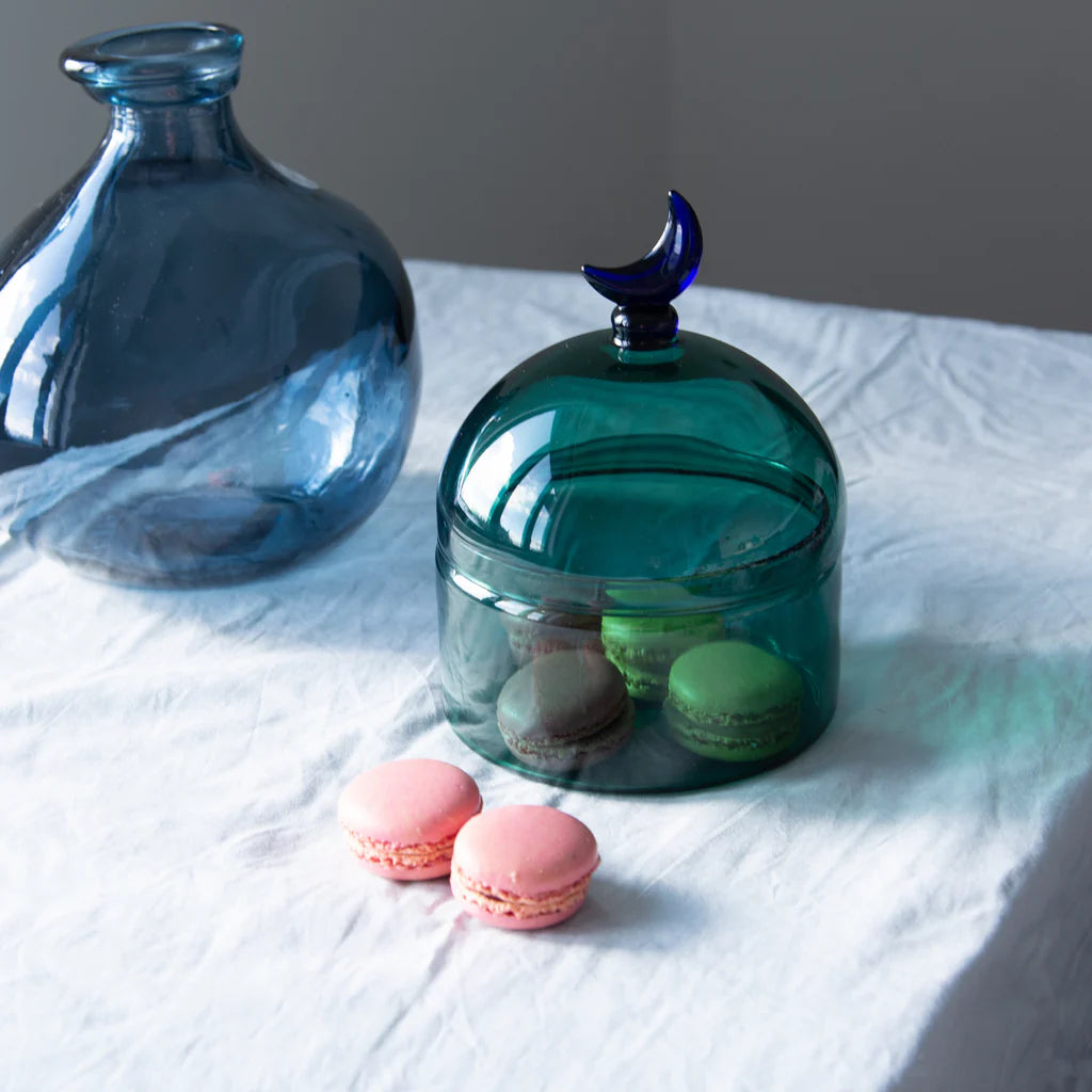 GLASS MOON DOME JAR - TEAL LUNA | Rasm