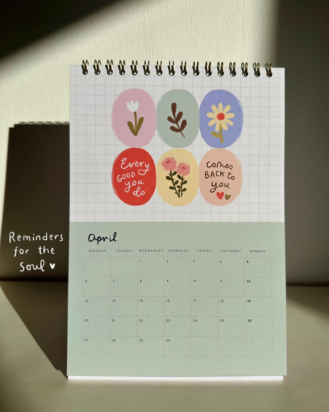 2026 Desktop Calendar by The Lettered Inkling